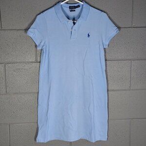 Polo Ralph Lauren Mesh Mini Shirt Dress - Light Blue  - Medium